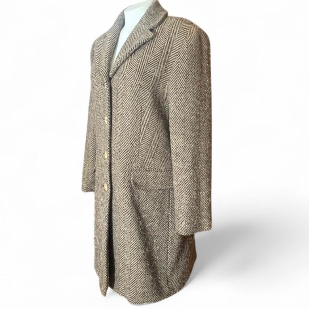 Pendleton Herringbone Tan Button Up Lined Wool Co… - image 2